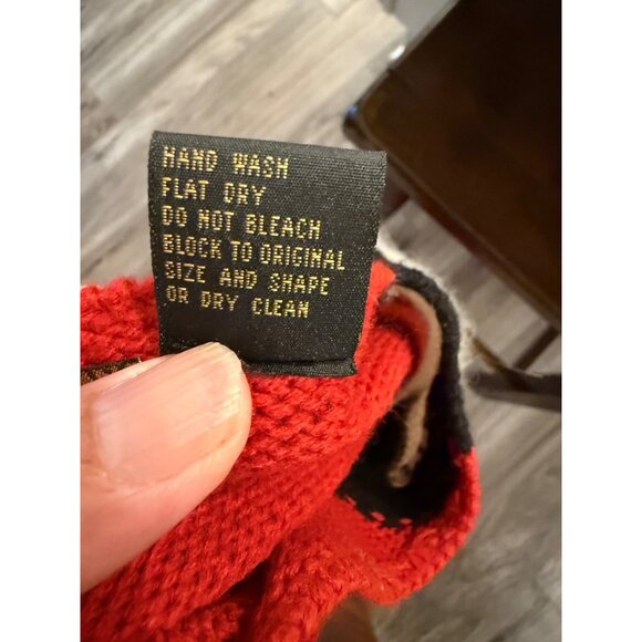 VTG Yarnworks Petite S Red White Lightning Bolt Sweater Dress Lambswool read y2k - Picture 5 of 12